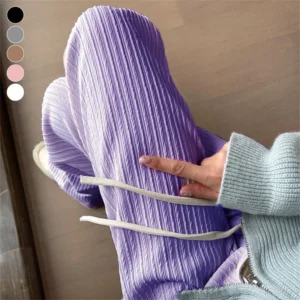 Wide Leg Pants Drawstring Elastic Waist Straight Long Pants Casual Chic Trousers Sweet Summer For Women New In Clothes Solid Ins