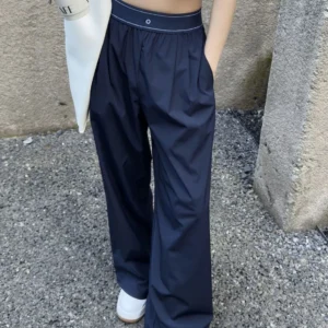 Navy Blue Sweatpants Women Elastic Waist Loose Sports Fitness Casual Pants Breathable Quick Drying Black Yoga Pants Women