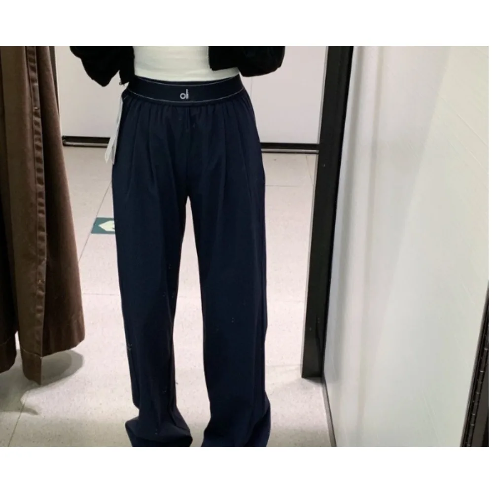 2025 OL Trendy Women's Running Golf Tennis Fitness Yoga Wide Leg Straight Pants Quick Dry with Elastic Cuffs Reflective Details