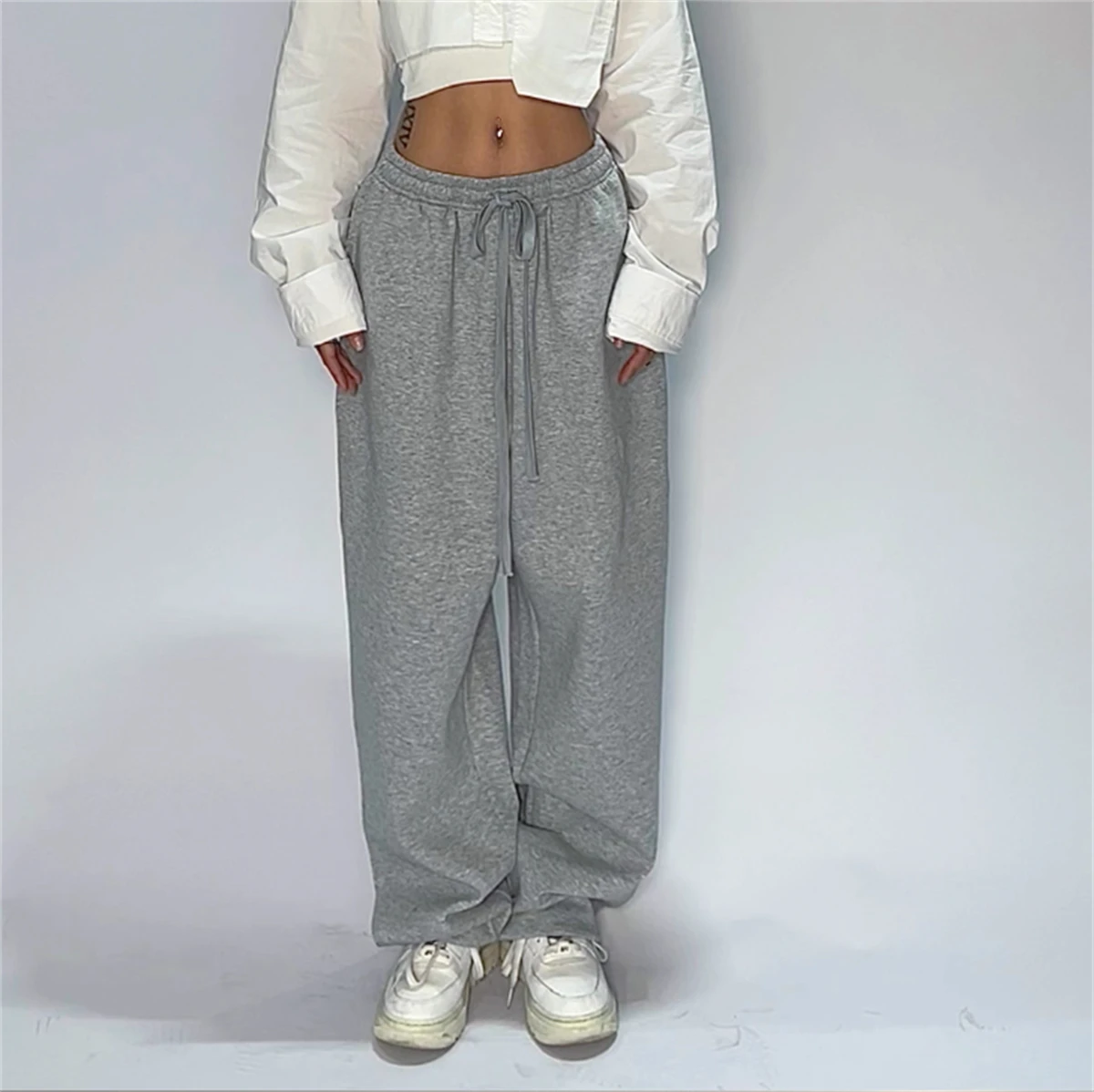 Women Harajuku Wide Leg Sweatpants 2025 Spring Fall Solid Fashion Sport Pant Female Casual Oversize Clothes Lady Baggy Trousers - Image 4