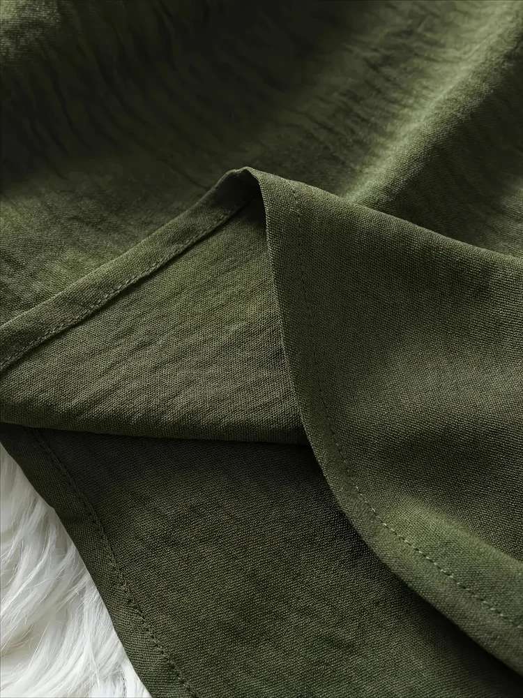 Plus Size Women's Casual Tops Loose Breathable Long Sleeve Stand Collar Female T-shirt Polyester Fashion Apparel V-neck Clothing - Image 6