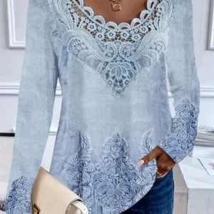 Plus Size Elegant Casual Woman T-Shirt Fashion Loose T-Shirt Woman Temperament Long sleeve T-Shirt Holiday Weekend