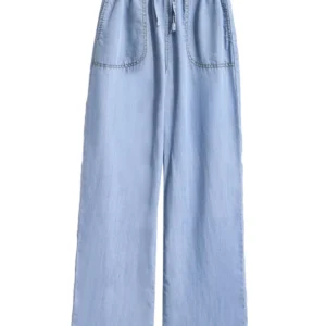 High Waist Wide Leg Jeans Women Summer Thin Ice Silk Straight Leg Pants Loose Slimming plus Size Casual Trousers