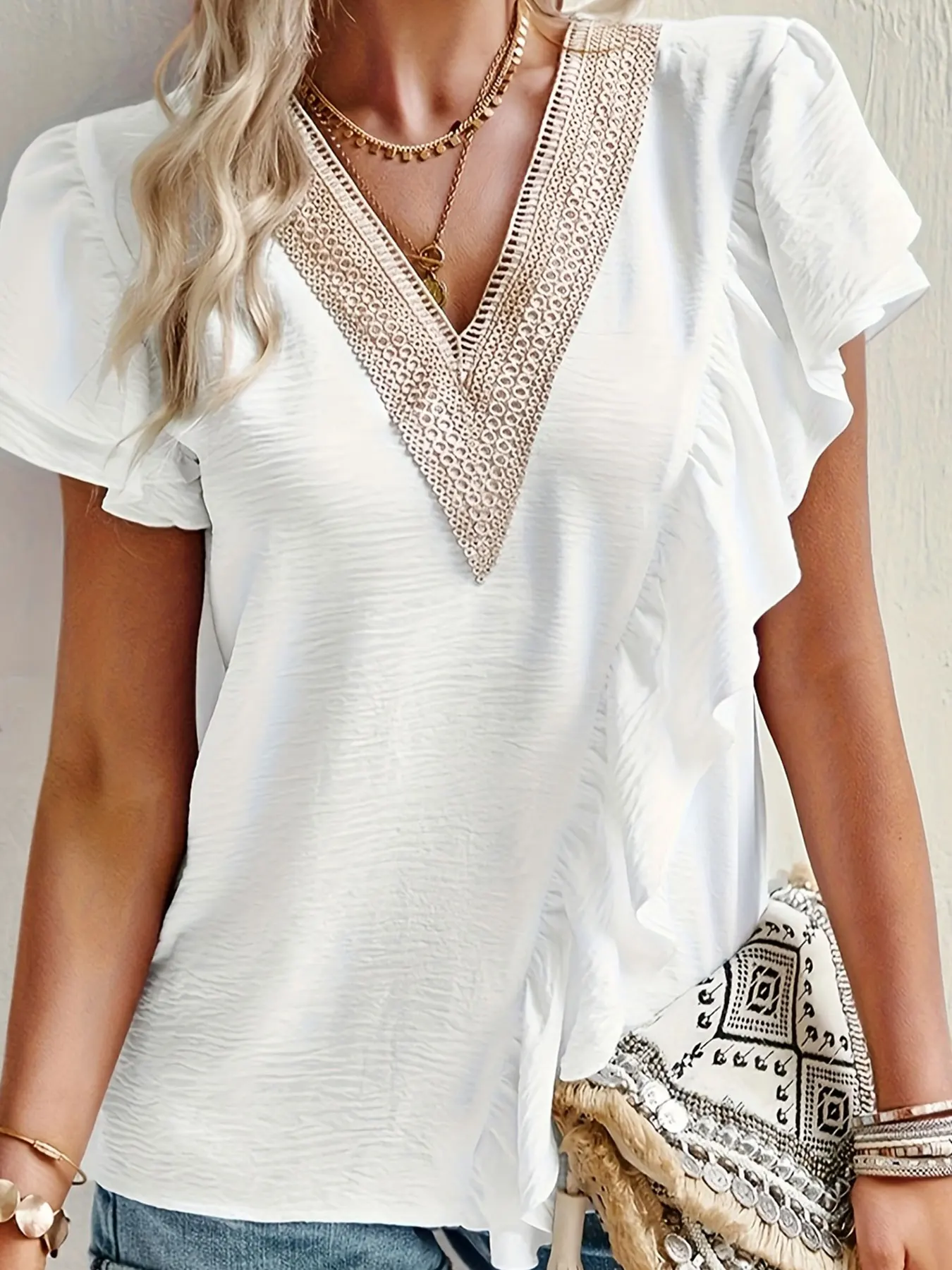 Women's oversized woven solid color casual shirt - Image 5