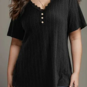 Plus Size 2025 Spring Summer New Women's V-Neck Pure Colour Polyester Fabric Commuter Loose Casual Summer Best Choice