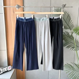 Sport Wide-leg Pants Women Summer Al Letter Straight Trousers Elastic Waist Fitness Run Casual Loose Baggy Pants Joggers Women