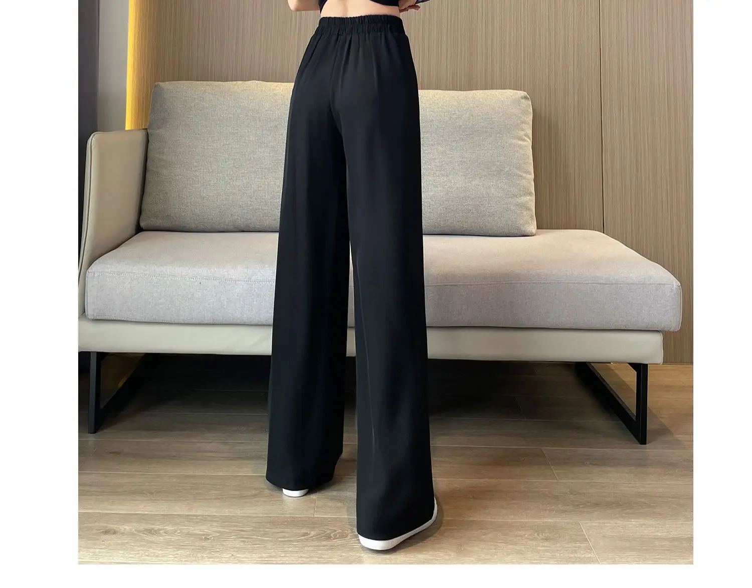 casual pants woman High sense pendant black suit wide leg high waist straight leg loose women's pants - Image 2