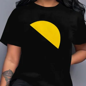 Plus Size Lunar - Like Curve Motif Elegant Chic Outfit For Endless Style